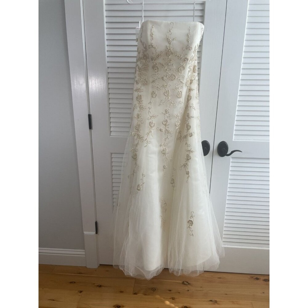 Wtoo Brides by Watters Strapless Ivory Embroidered Wedding Dress Gown Sz 10 NWT